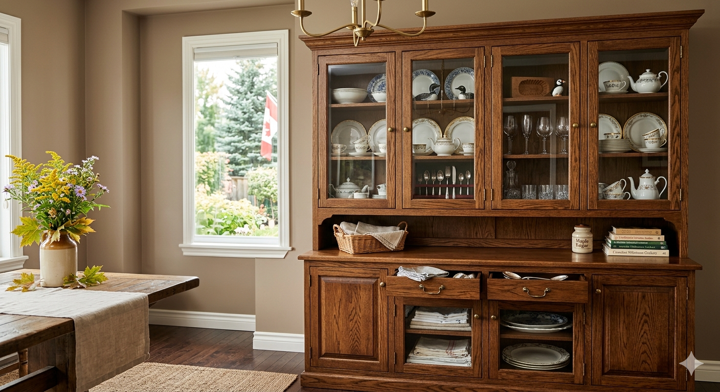 wood hutch with glass doors