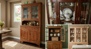 wood hutch with glass doors